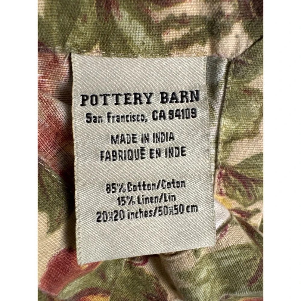 Pottery Barn Tablecloth Napkin Set OS Tan Giorgetta Floral Cotton Linen Harvest